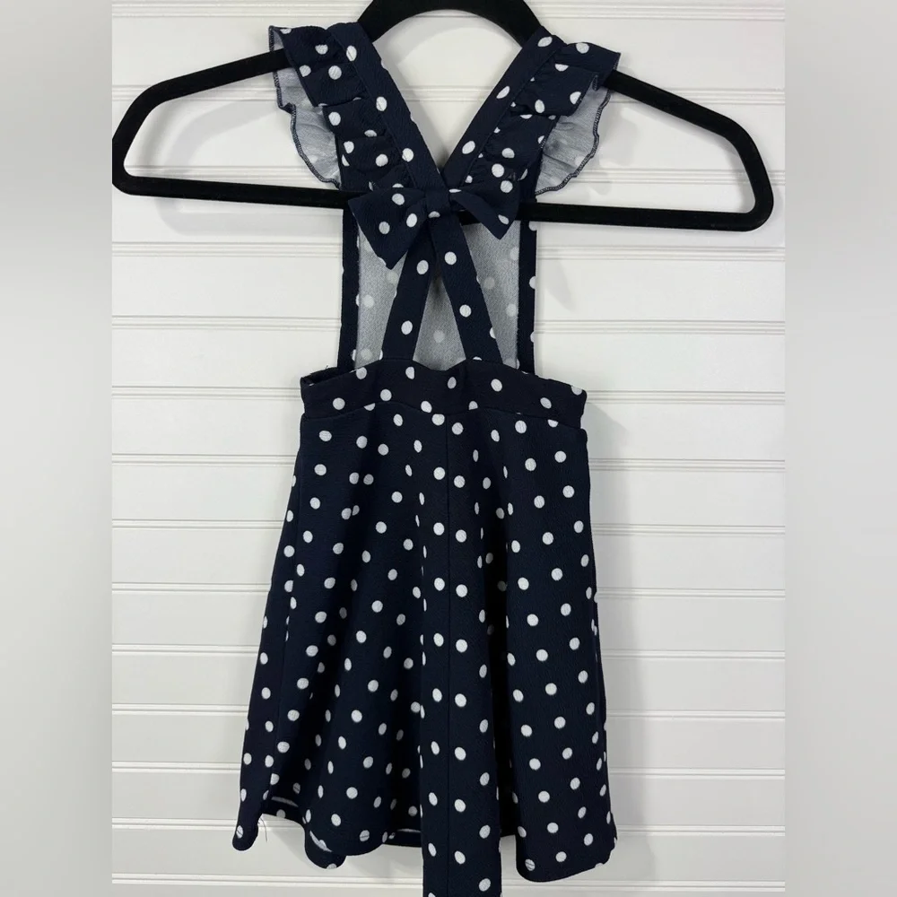 Heart & Arrow polka dot navy ruffle jumper. Girls size 4